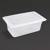 Vogue Polypropylene Gastronorm Pan 1/4 with Lid 10 - PK 4