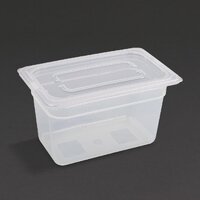 Vogue Polypropylene Gastronorm Pan 1/4 with Lid 15 - PK 4