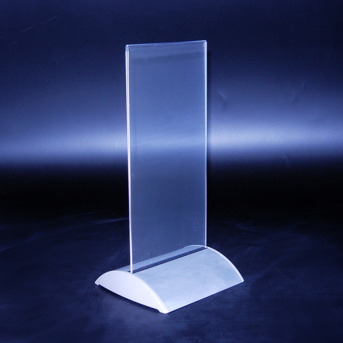 DL Clear Plastic Menu Holder with Aluminum Base.